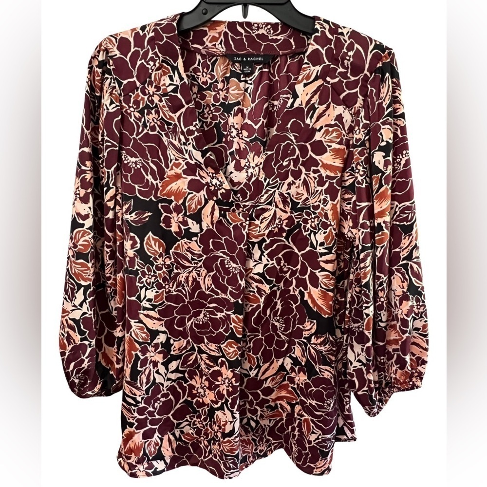 Burgundy Boho Floral Longsleeve Blouse